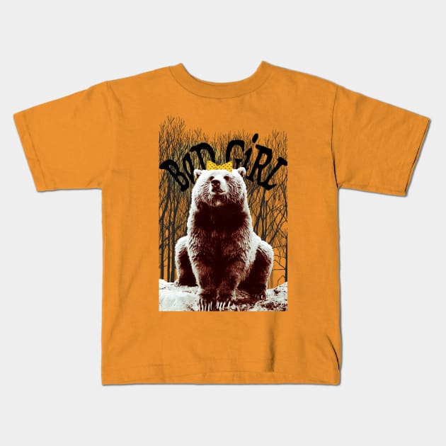 BadGirlBear Kids T-Shirt by RobertBretonArt